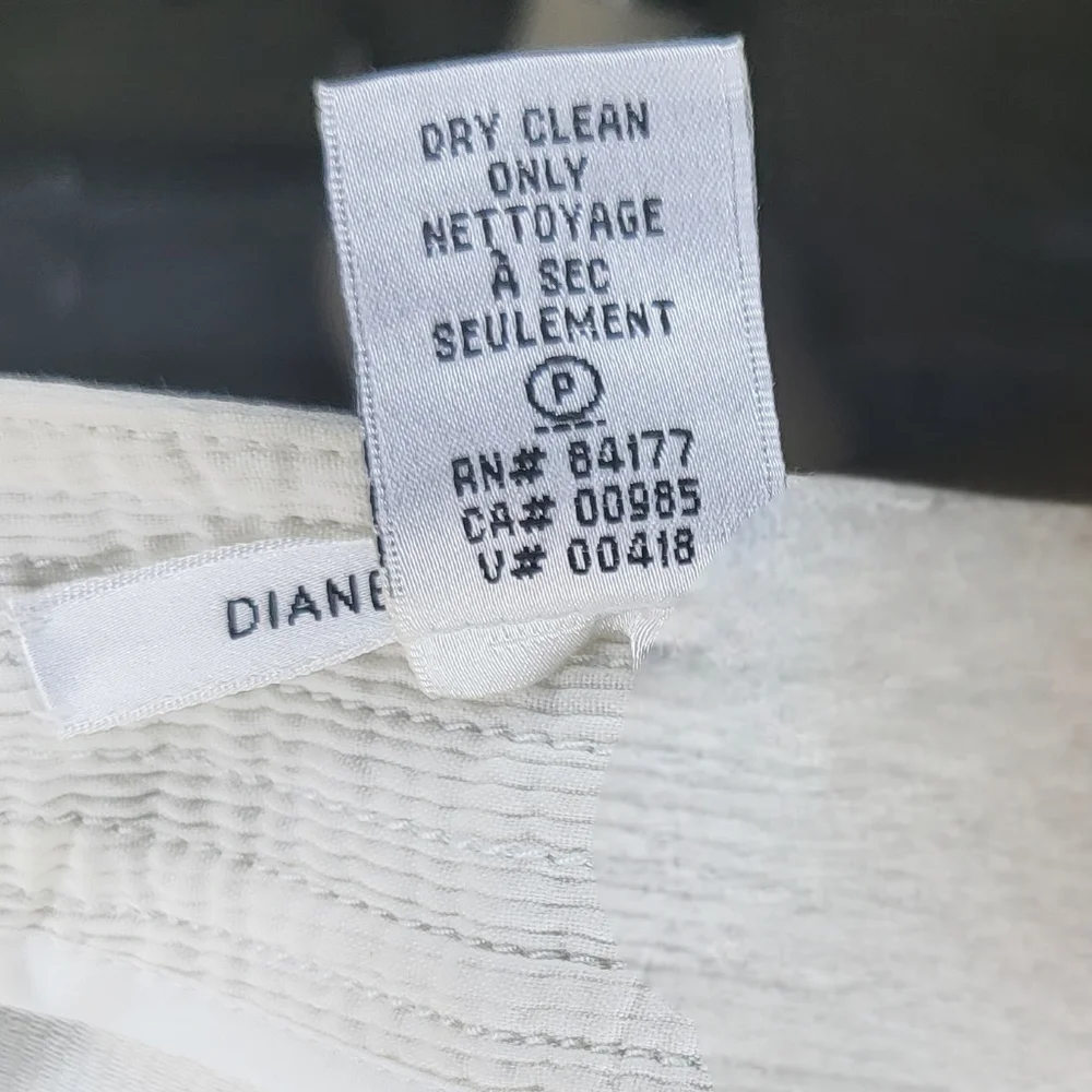 DIANE von FURSTENBERG Textured Off-White Knee Length A-Line Mini Skirt